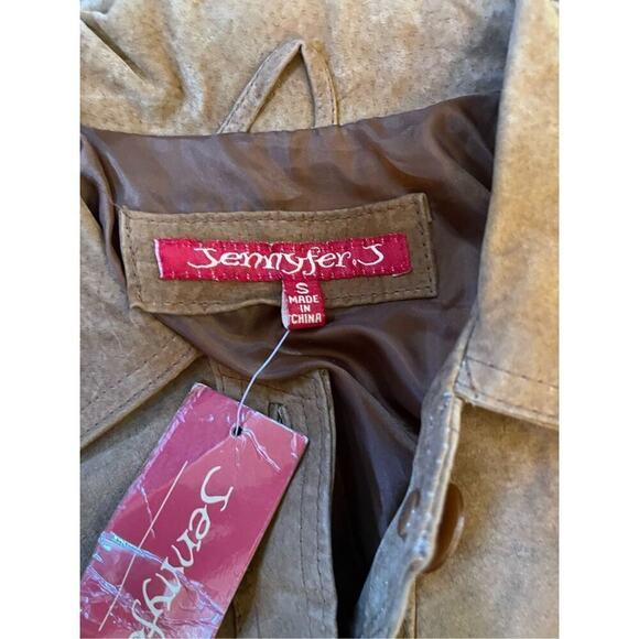 Vintage nwt suede leather y2k 90s tan long‎ coat size xs - Picture 8 of 8